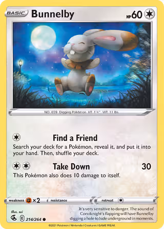 Bunnelby 214/264 Pokemon card