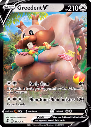 Greedent V 217/264 Pokemon card