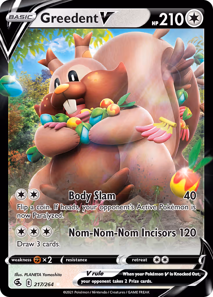 Greedent V 217/264 Pokemon card