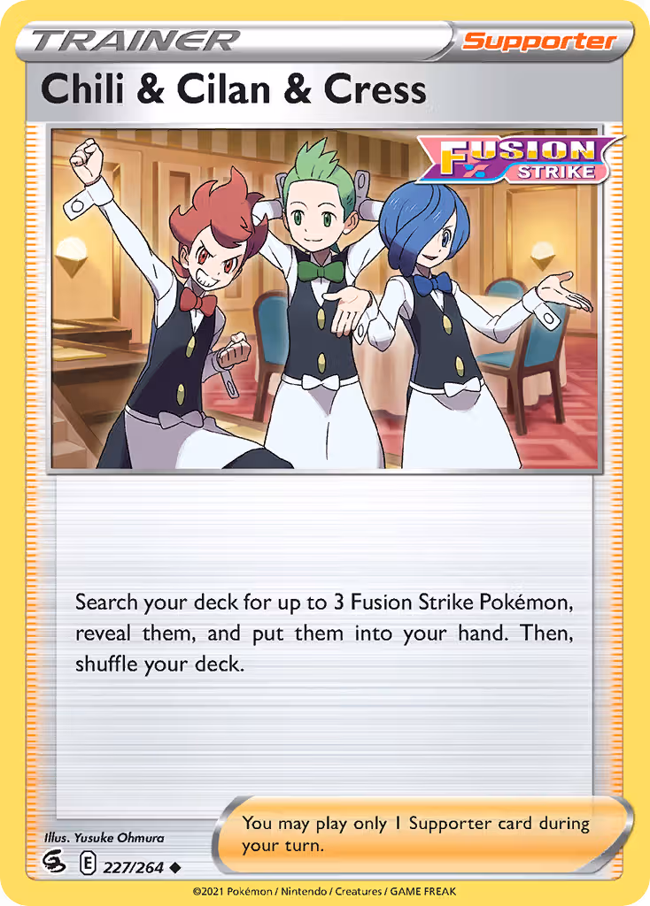 Chili & Cilan & Cress 227/264 Pokemon card