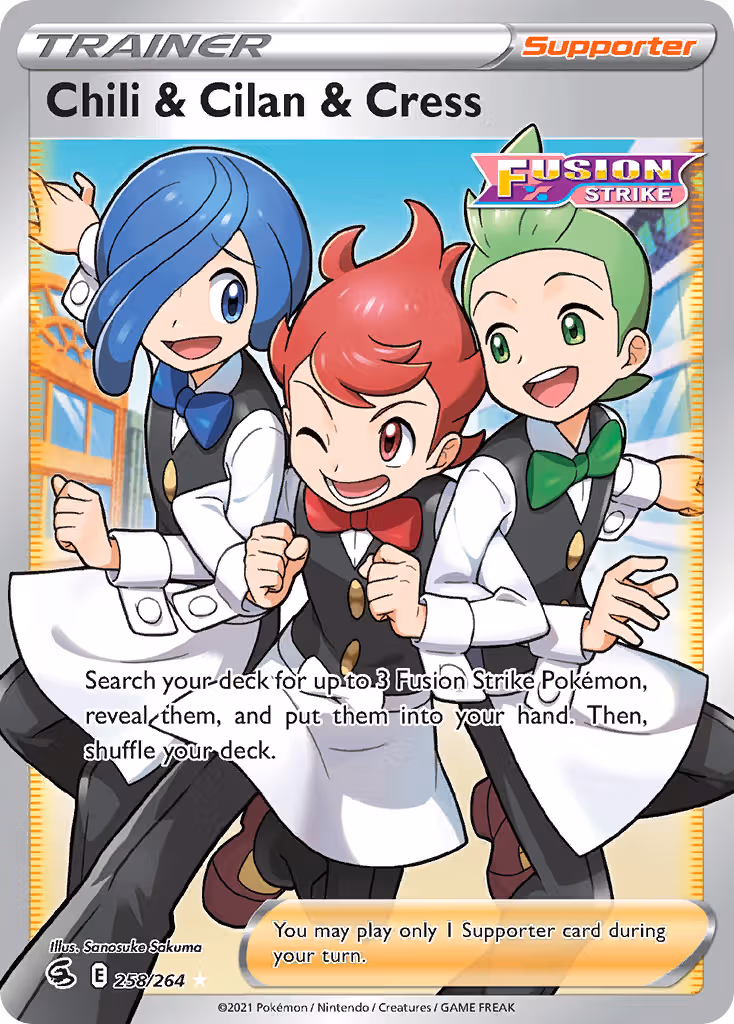 Chili & Cilan & Cress 258/264 Pokemon card