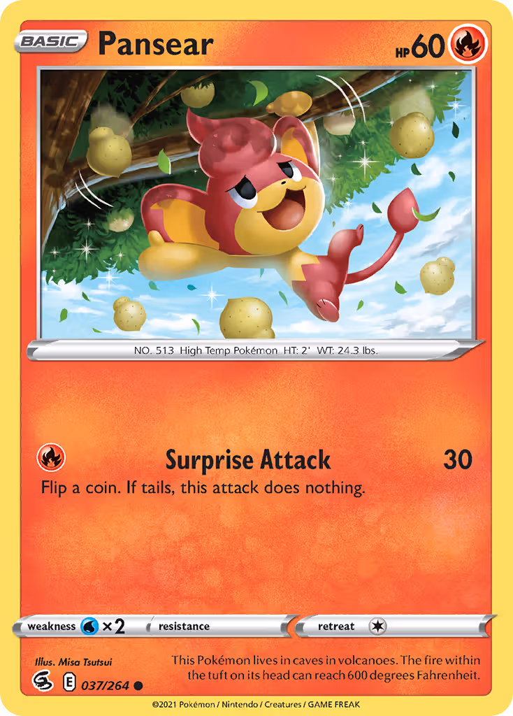 Pansear 37/264 Pokemon card