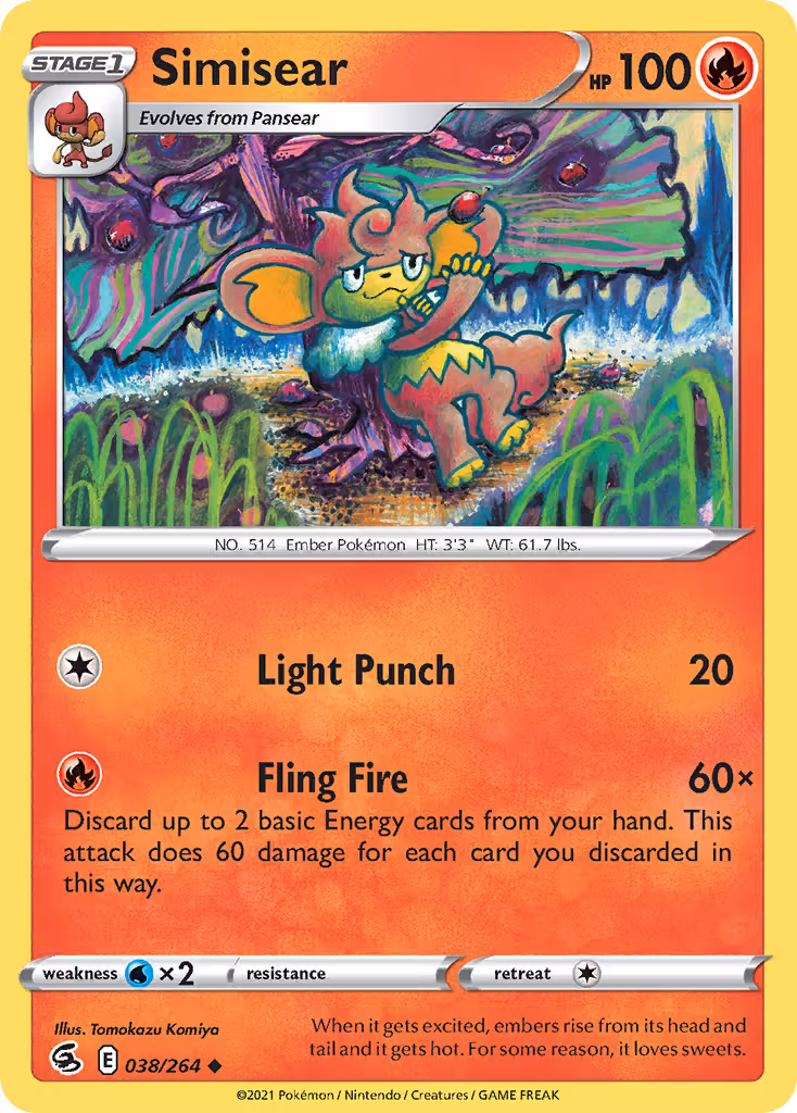 Simisear 38/264 Pokemon card