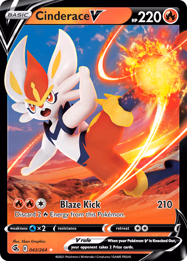 Cinderace V 43/264 Pokemon card