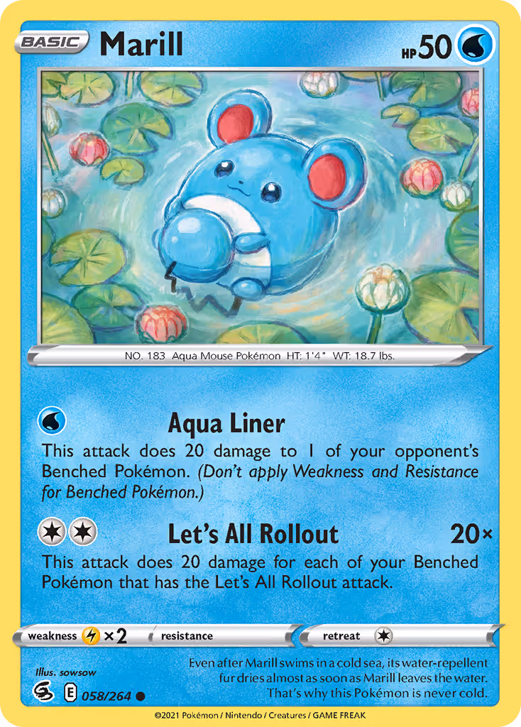 Marill 58/264 Pokemon card
