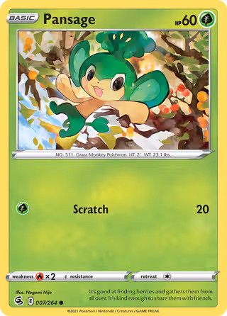 Pansage 7/264 Pokemon card