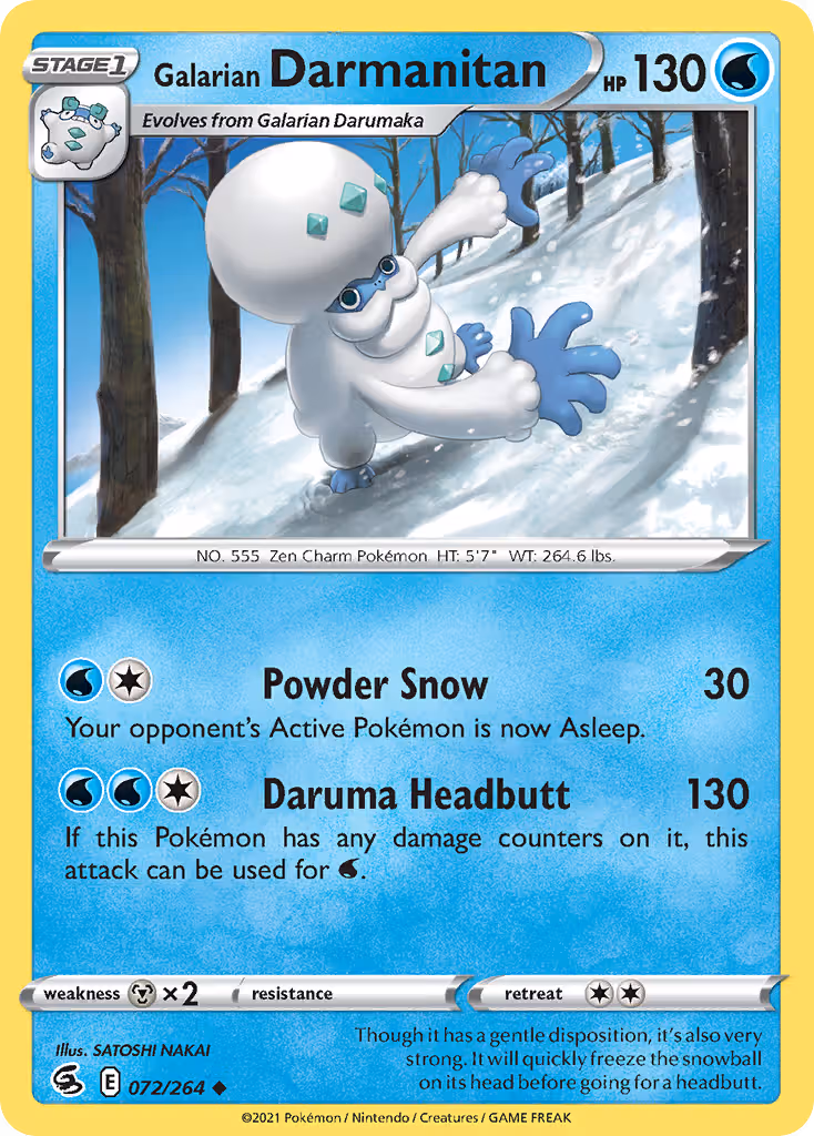 Galarian Darmanitan 72/264 Pokemon card