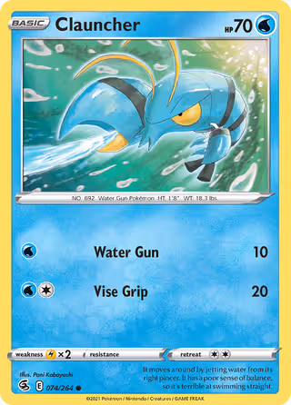 Clauncher 74/264 Pokemon card