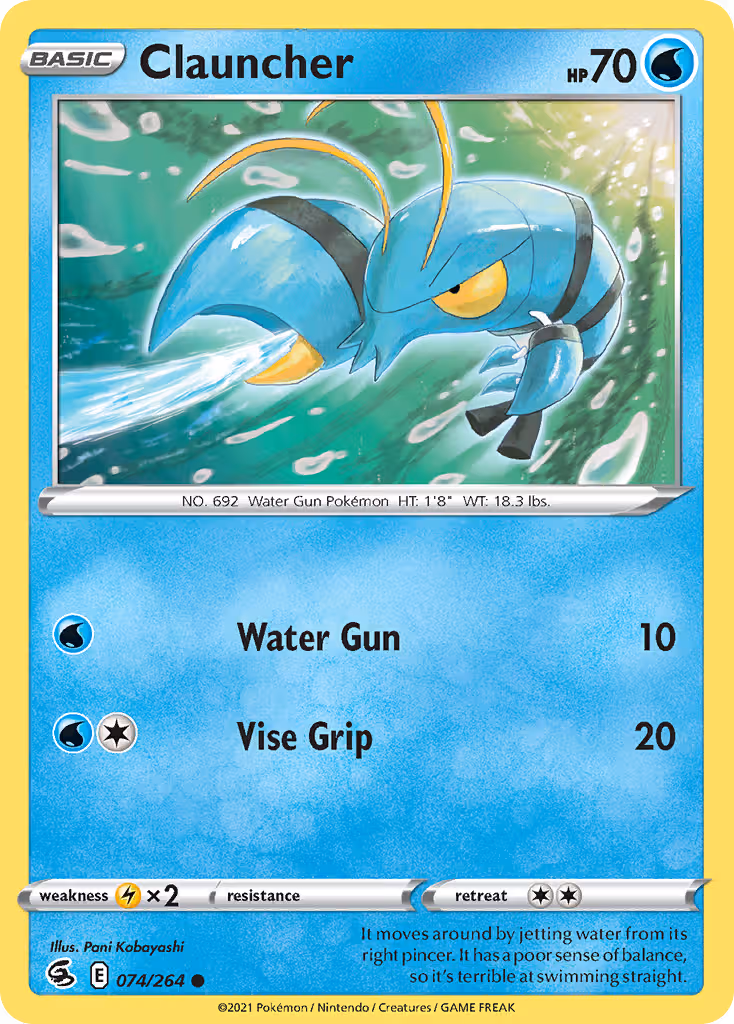 Clauncher 74/264 Pokemon card