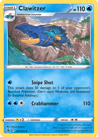 Clawitzer 75/264 Pokemon card