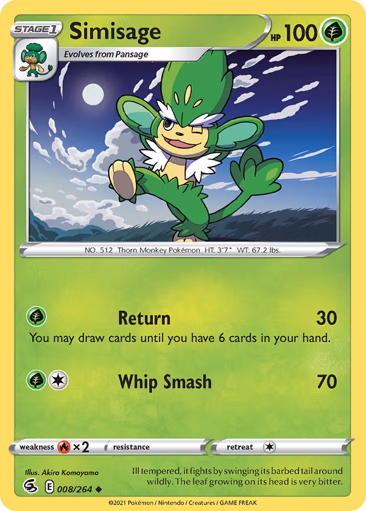 Simisage 8/264 Pokemon card