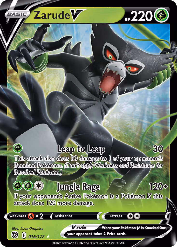 Zarude V 16/172 Pokemon card
