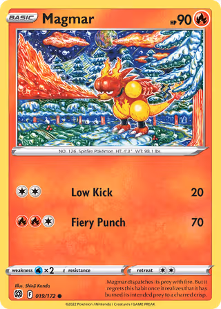 Magmar 19/172 Pokemon card