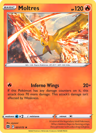 Moltres 21/172 Pokemon card