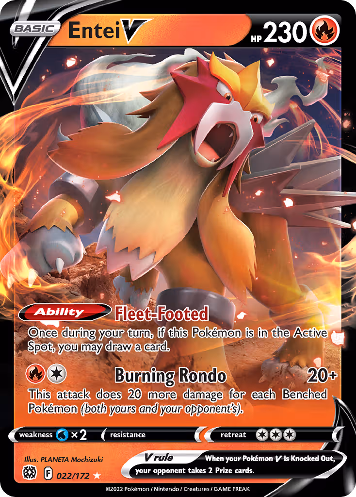 Entei V 22/172 Pokemon card