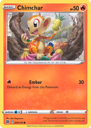 Chimchar 24/172 Pokemon card