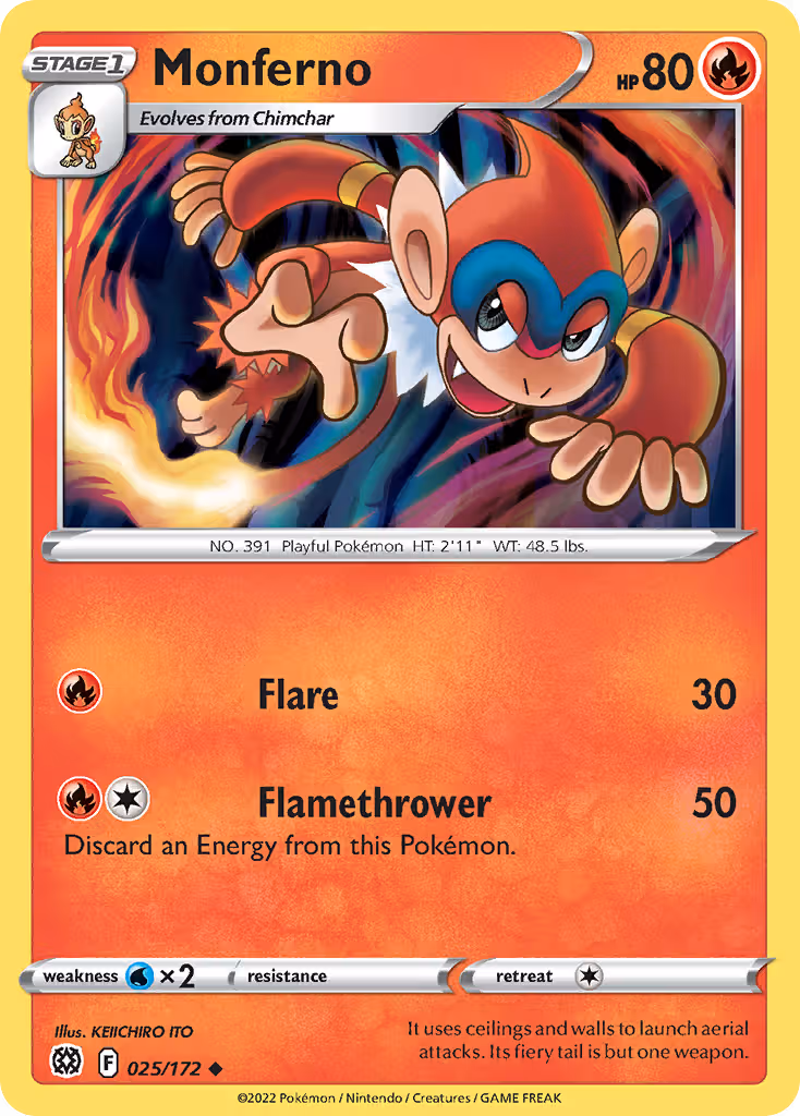 Monferno 25/172 Pokemon card