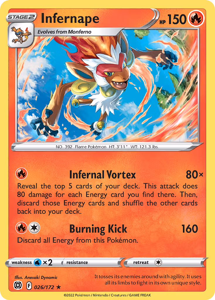 Infernape 26/172 Pokemon card