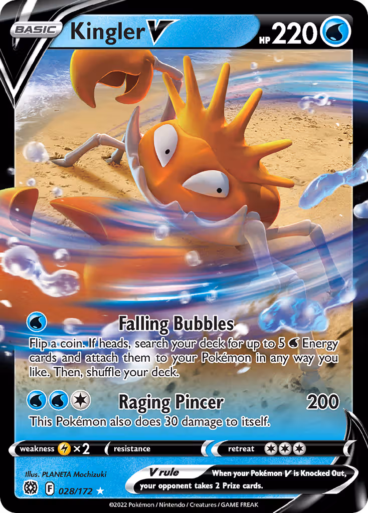 Kingler V 28/172 Pokemon card