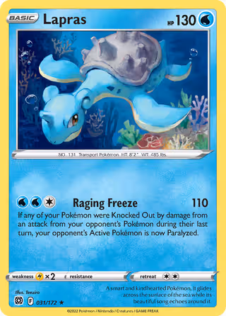 Lapras 31/172 Pokemon card