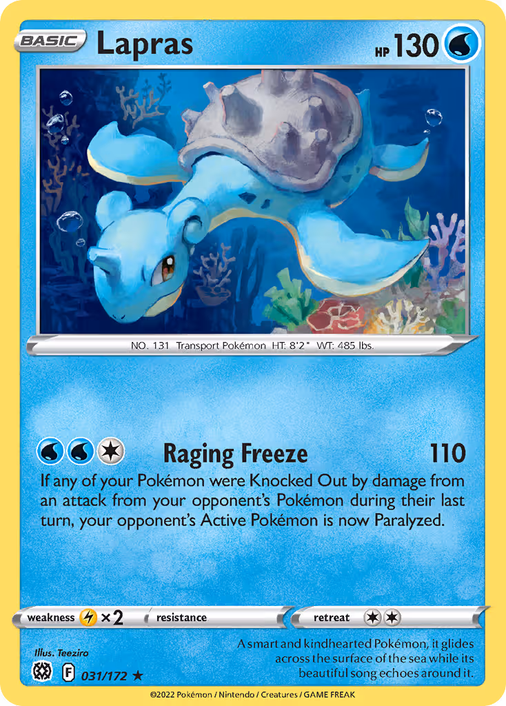 Lapras 31/172 Pokemon card