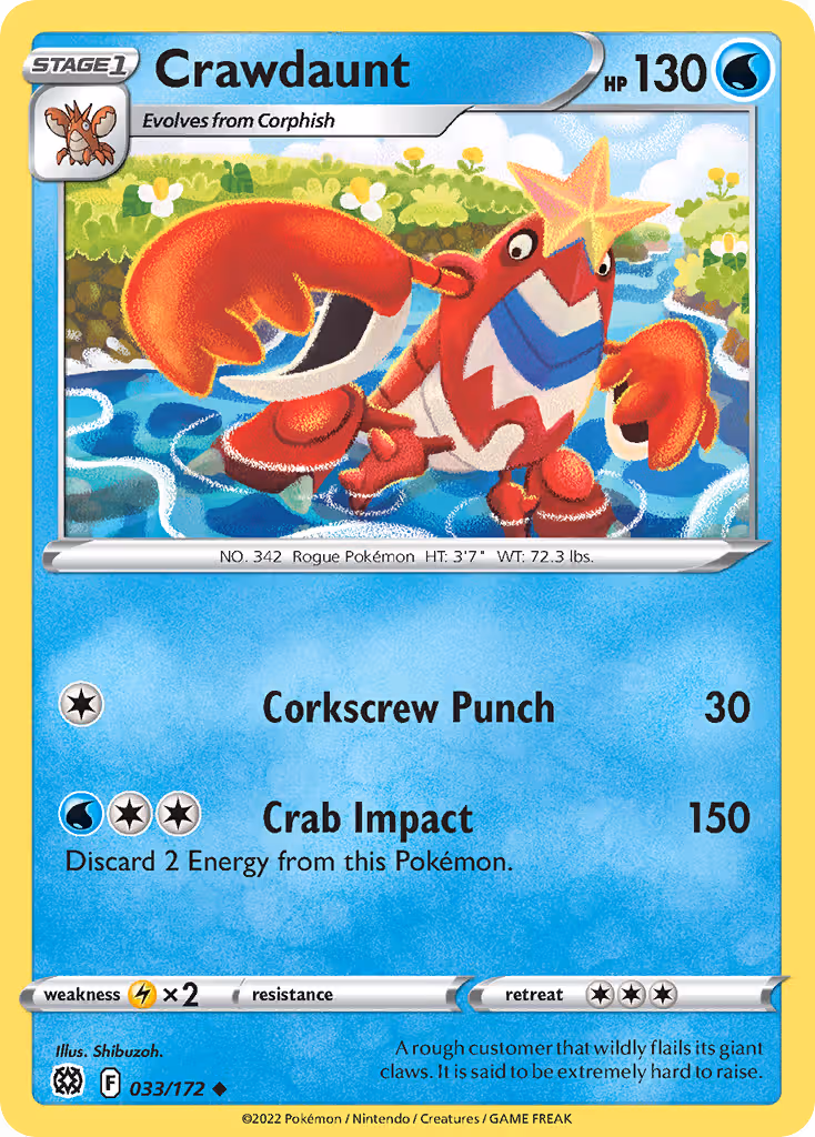 Crawdaunt 33/172 Pokemon card