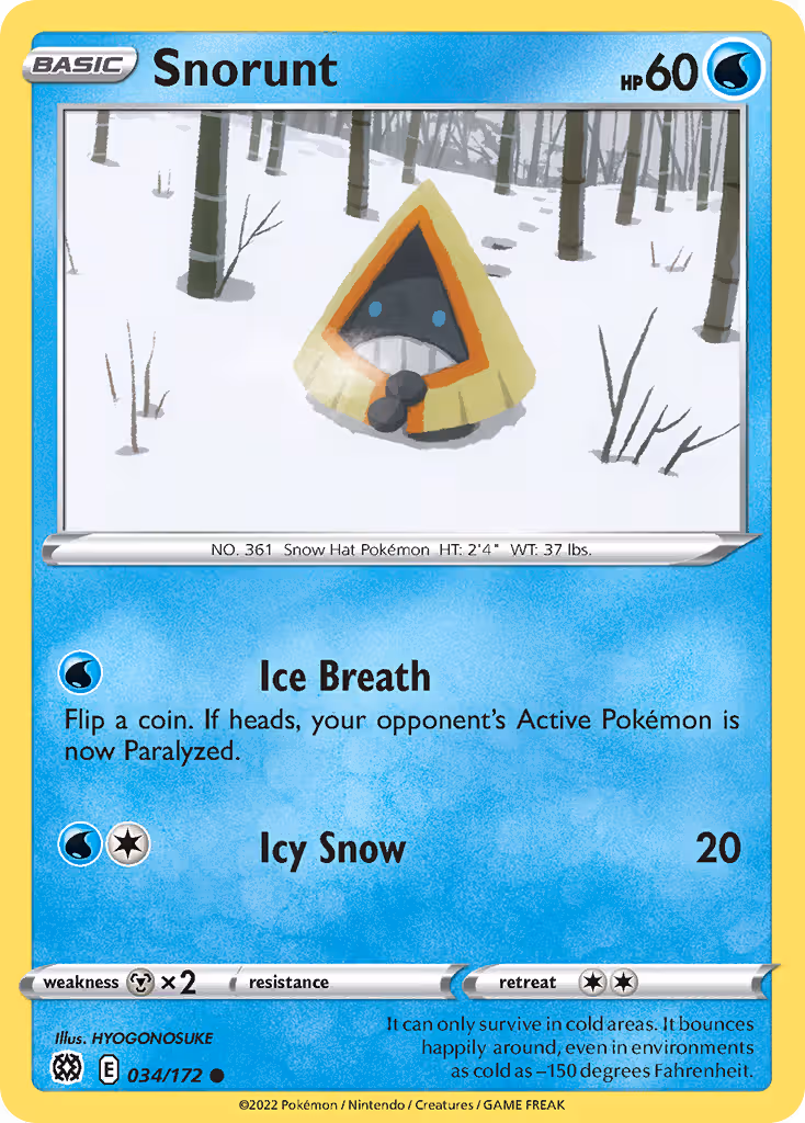 Snorunt 34/172 Pokemon card
