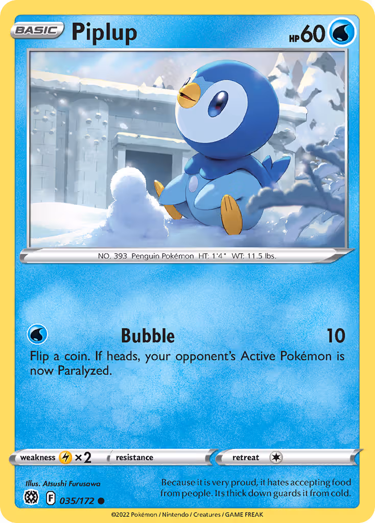 Piplup 35/172 Pokemon card
