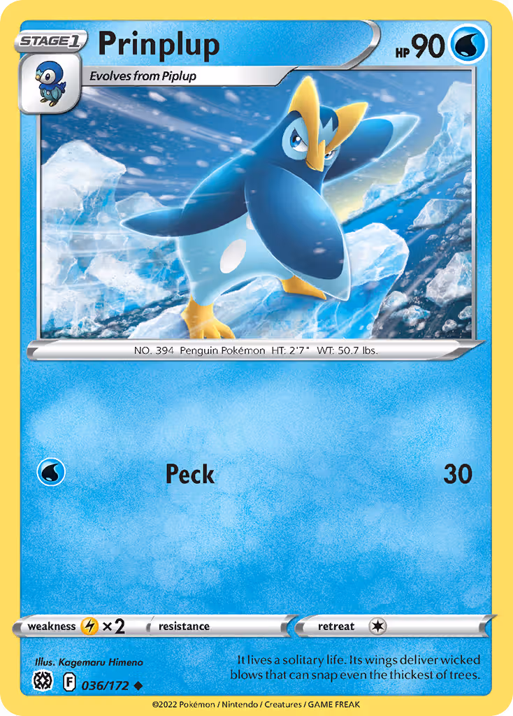 Prinplup 36/172 Pokemon card