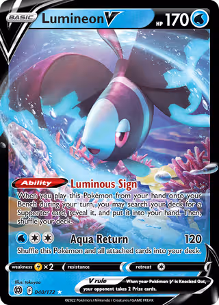 Lumineon V 40/172 Pokemon card
