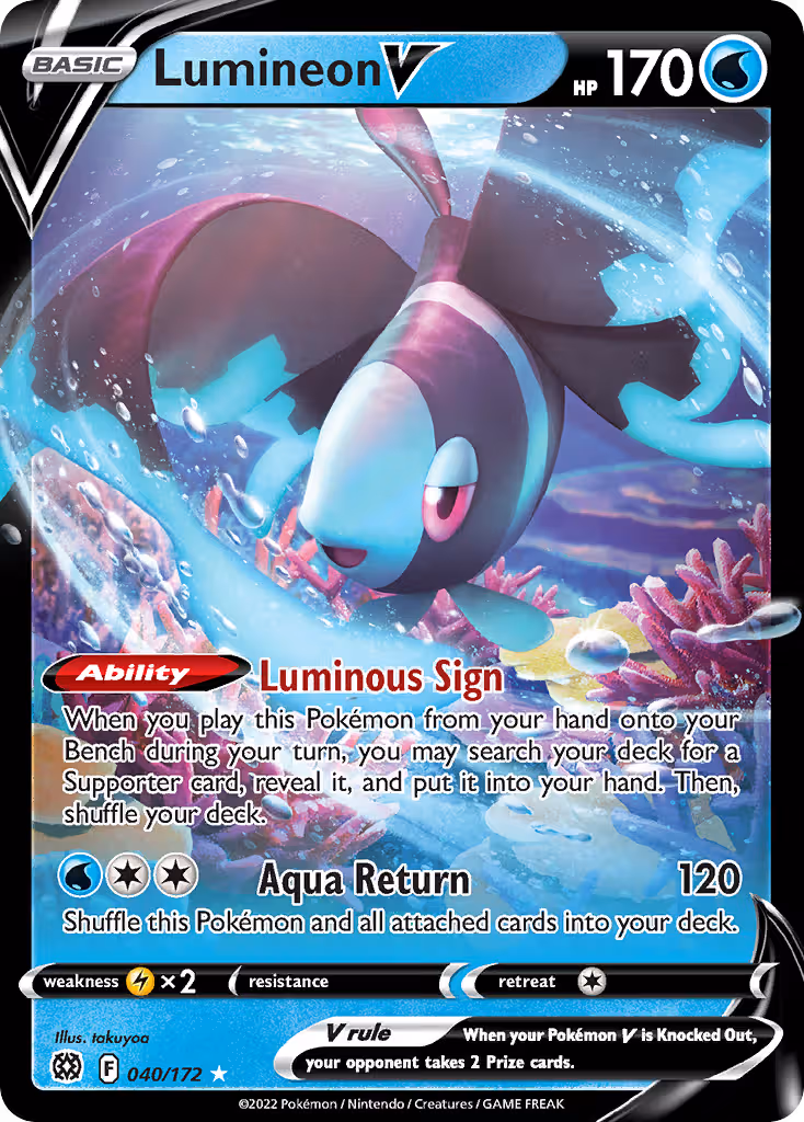 Lumineon V 40/172 Pokemon card