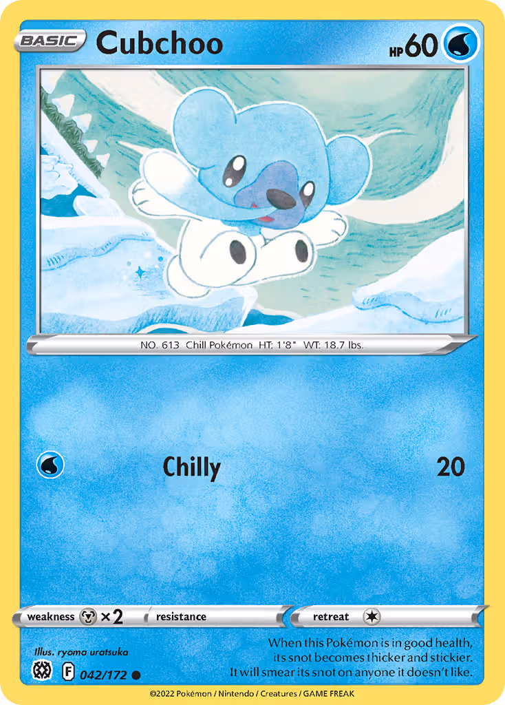 Cubchoo 42/172 Pokemon card