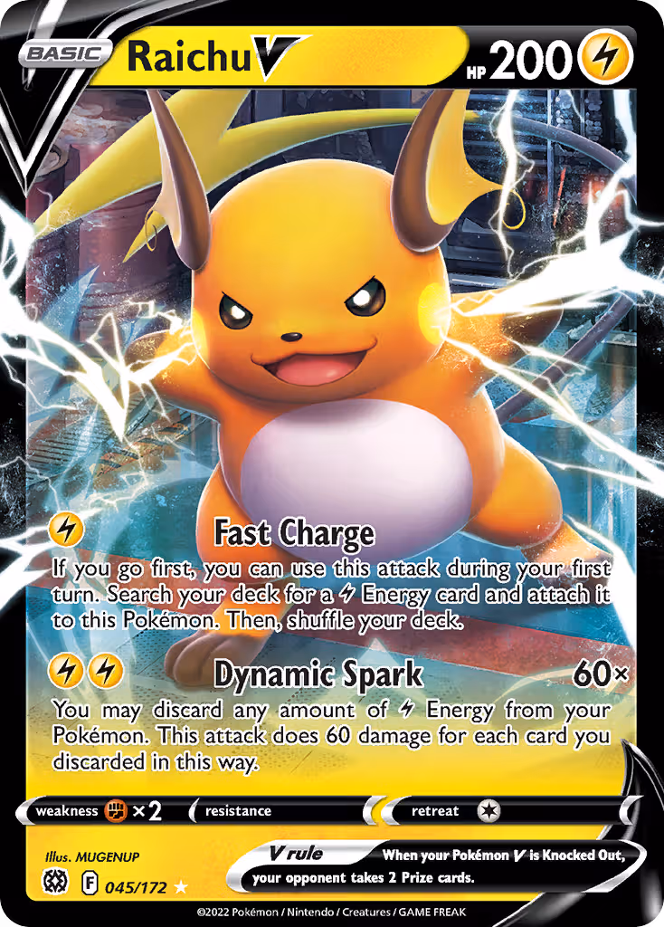 Raichu V 45/172 Pokemon card