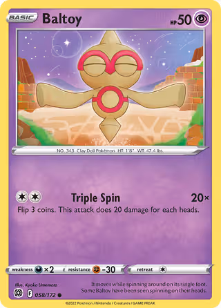 Baltoy 58/172 Pokemon card