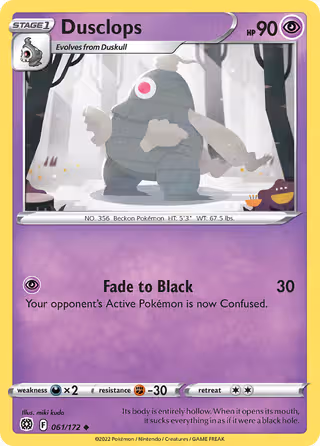 Dusclops 61/172 Pokemon card