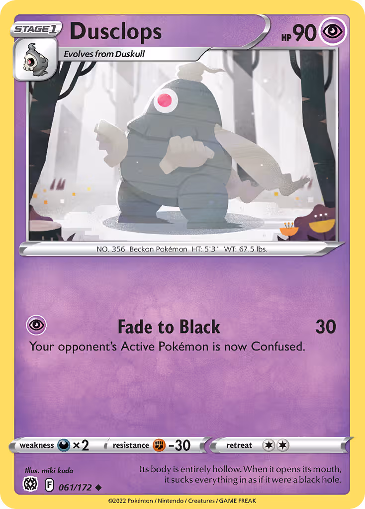 Dusclops 61/172 Pokemon card