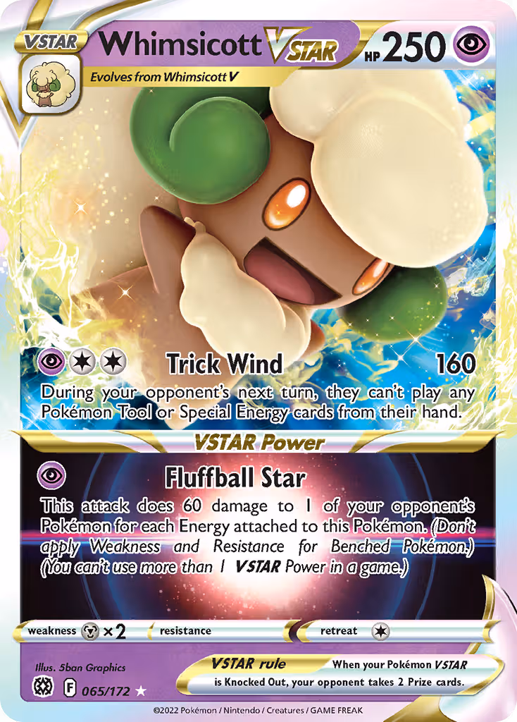Whimsicott VSTAR 65/172 Pokemon card