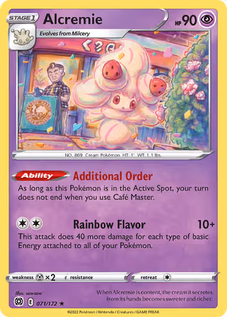 Alcremie 71/172 Pokemon card