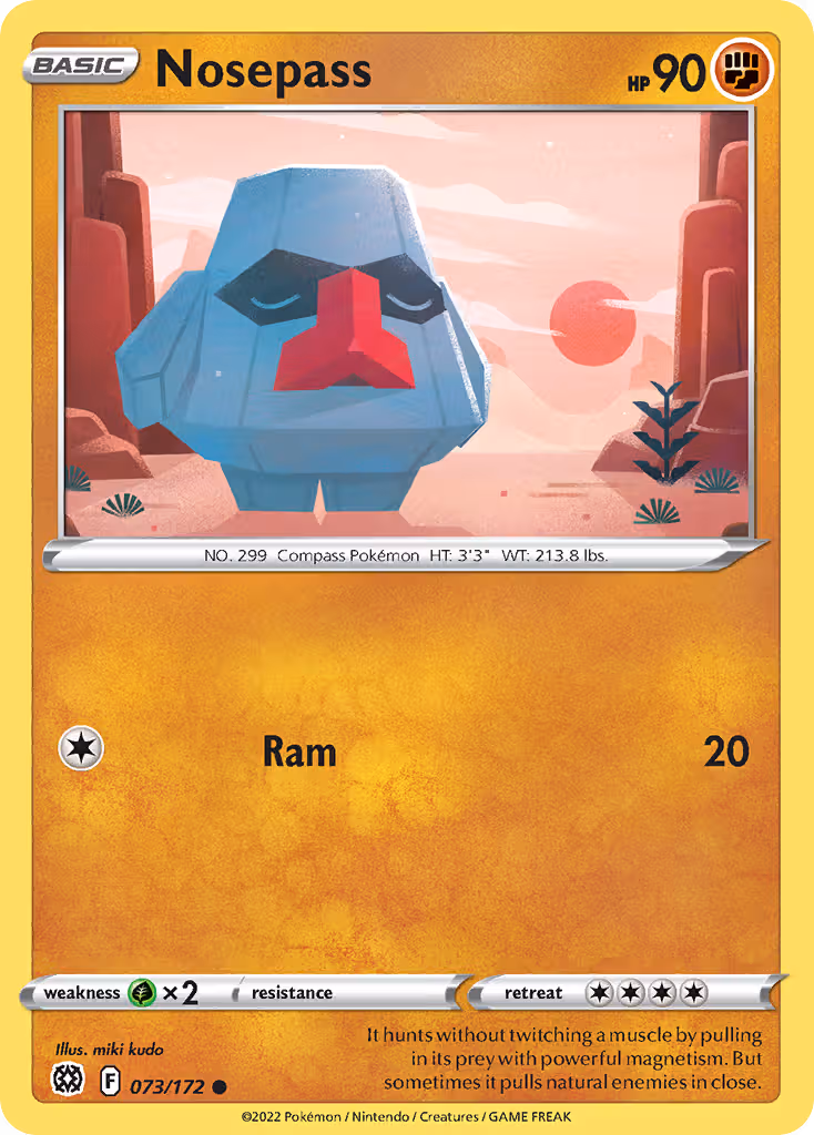 Nosepass 73/172 Pokemon card