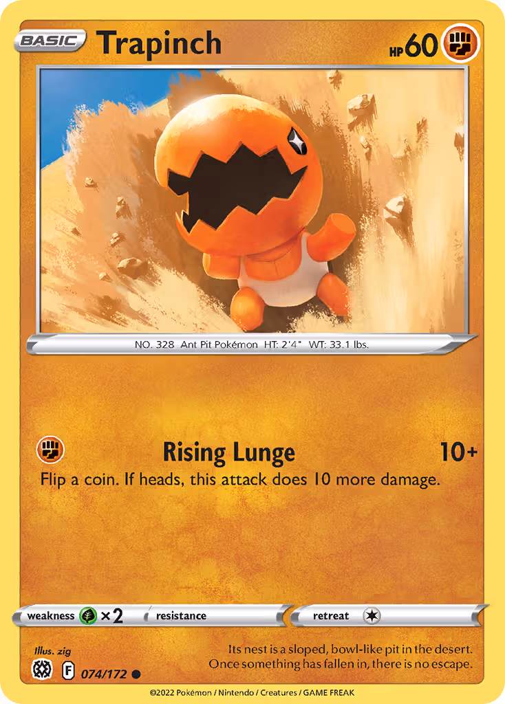 Trapinch 74/172 Pokemon card