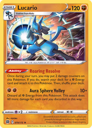 Lucario 79/172 Pokemon card