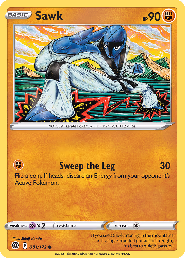 Sawk 81/172 Pokemon card