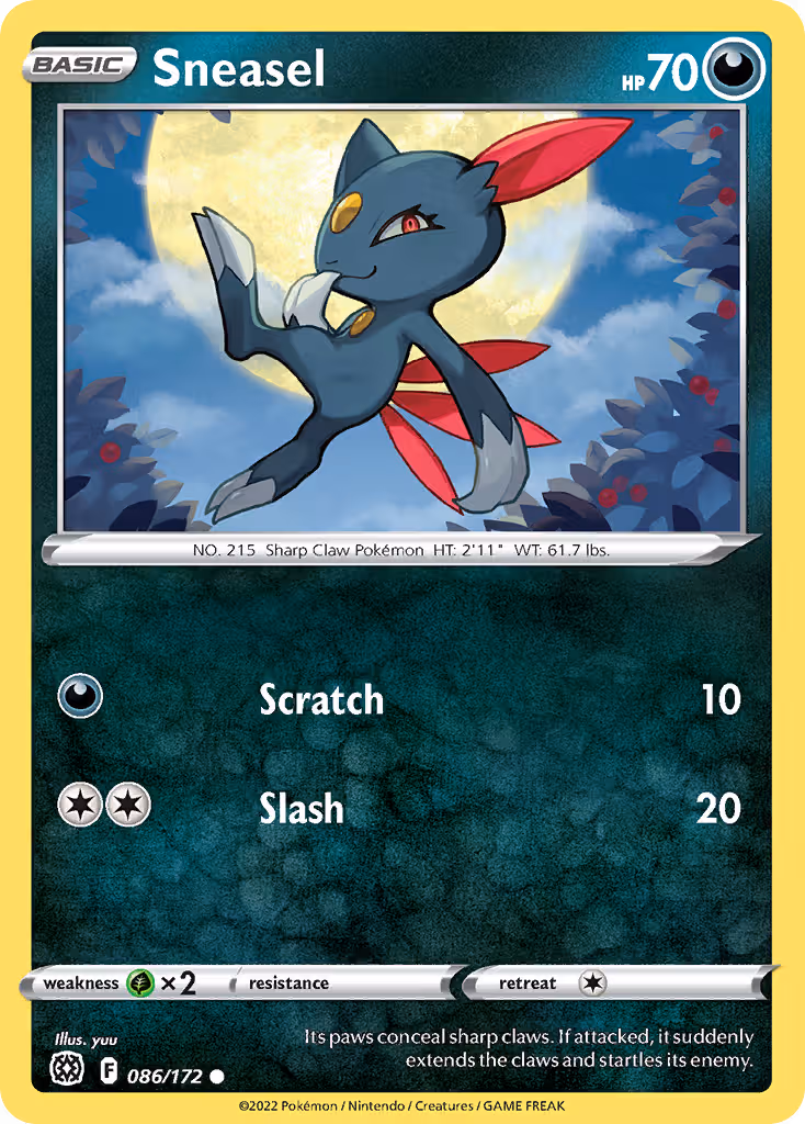Sneasel 86/172 Pokemon card