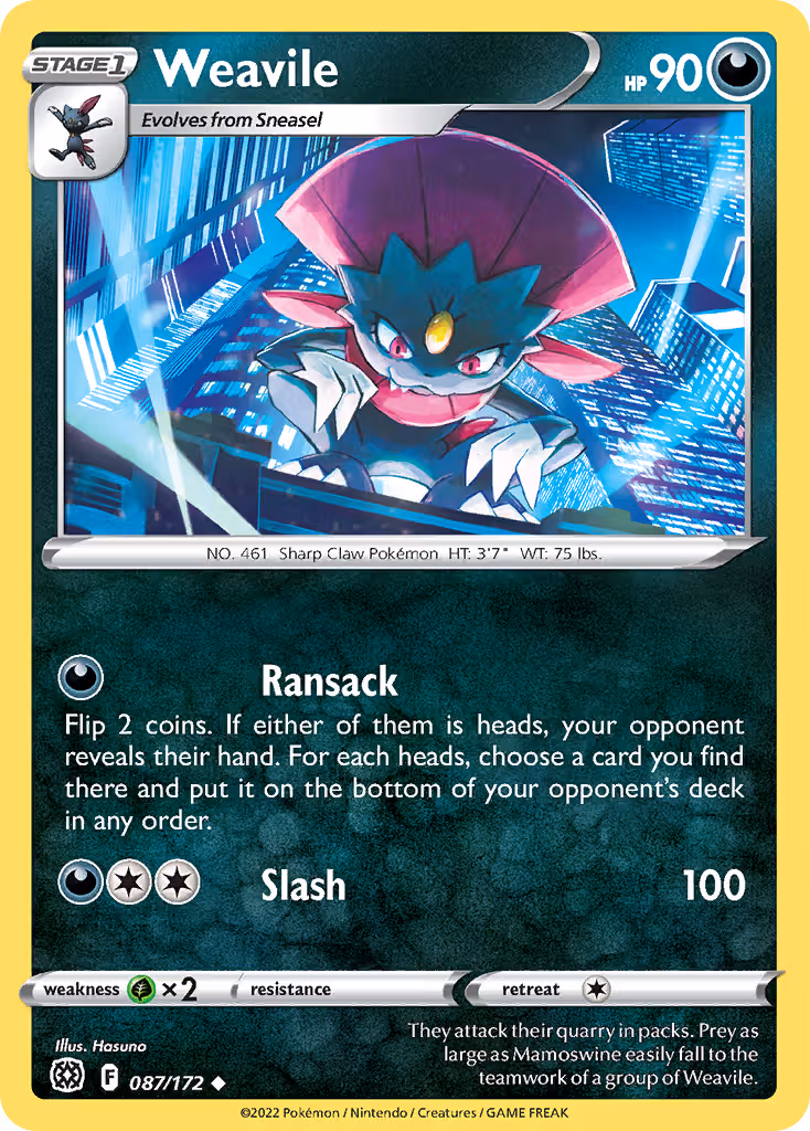 Weavile 87/172 Pokemon card