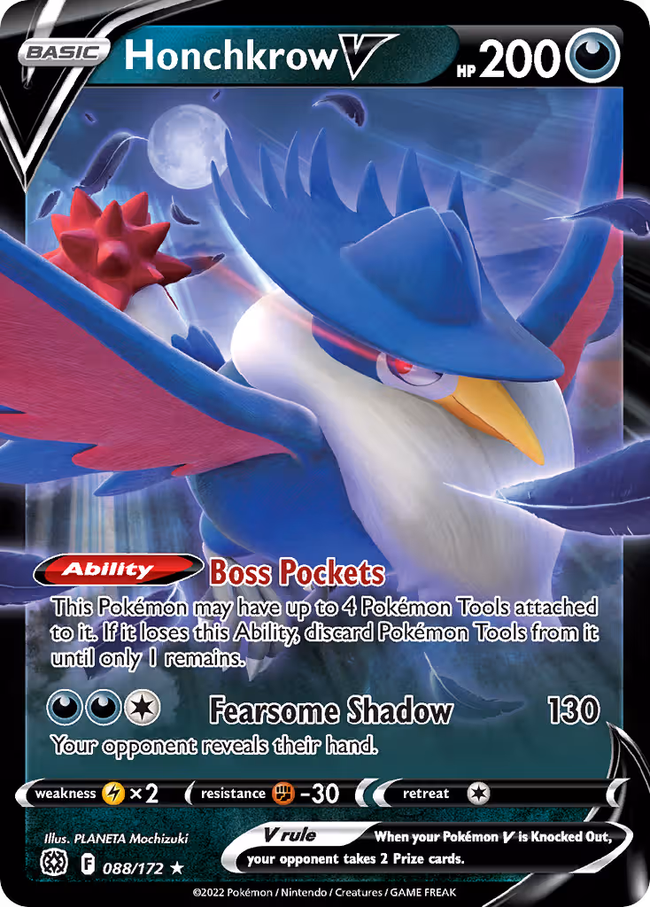 Honchkrow V 88/172 Pokemon card
