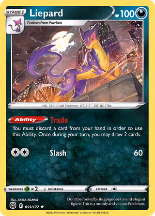 Liepard 91/172 Pokemon card
