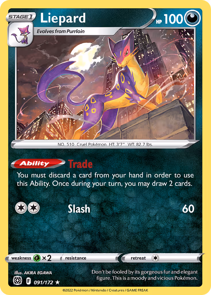 Liepard 91/172 Pokemon card