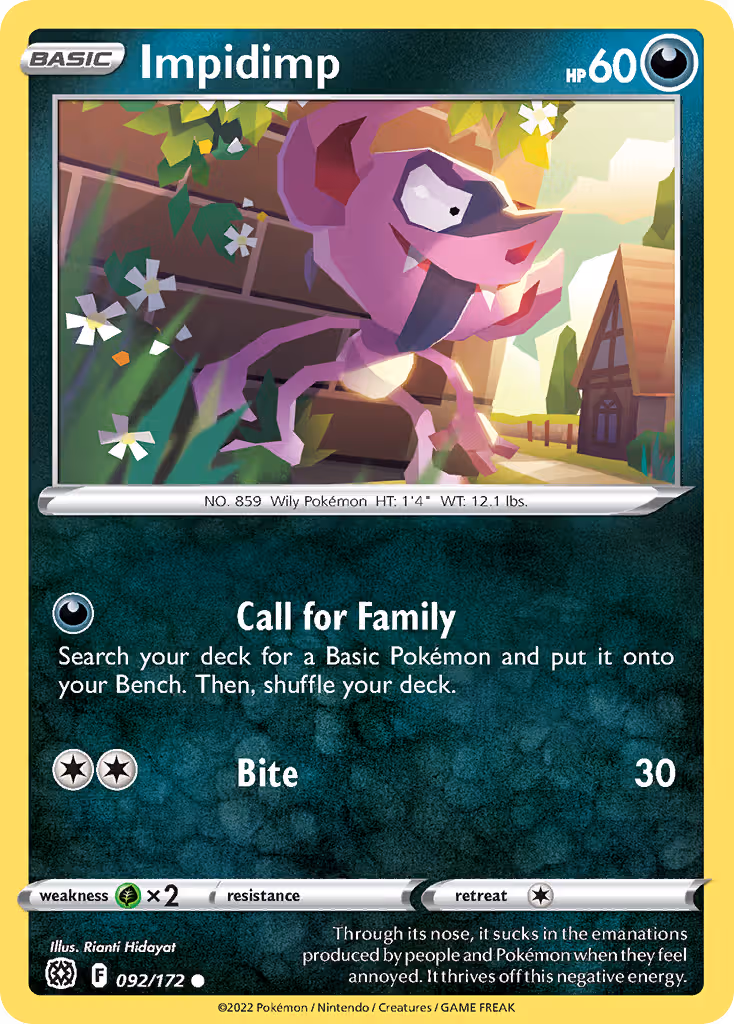 Impidimp 92/172 Pokemon card