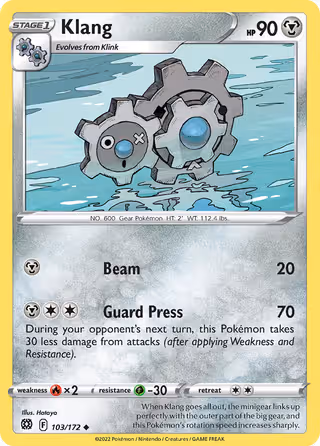 Klang 103/172 Pokemon card