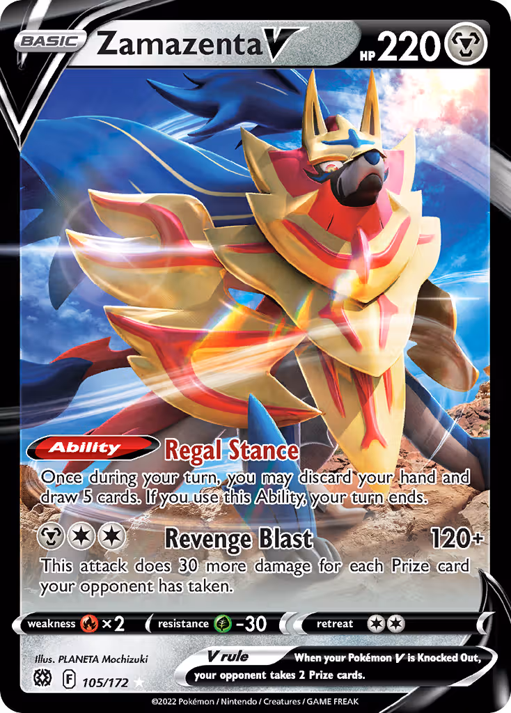 Zamazenta V 105/172 Pokemon card